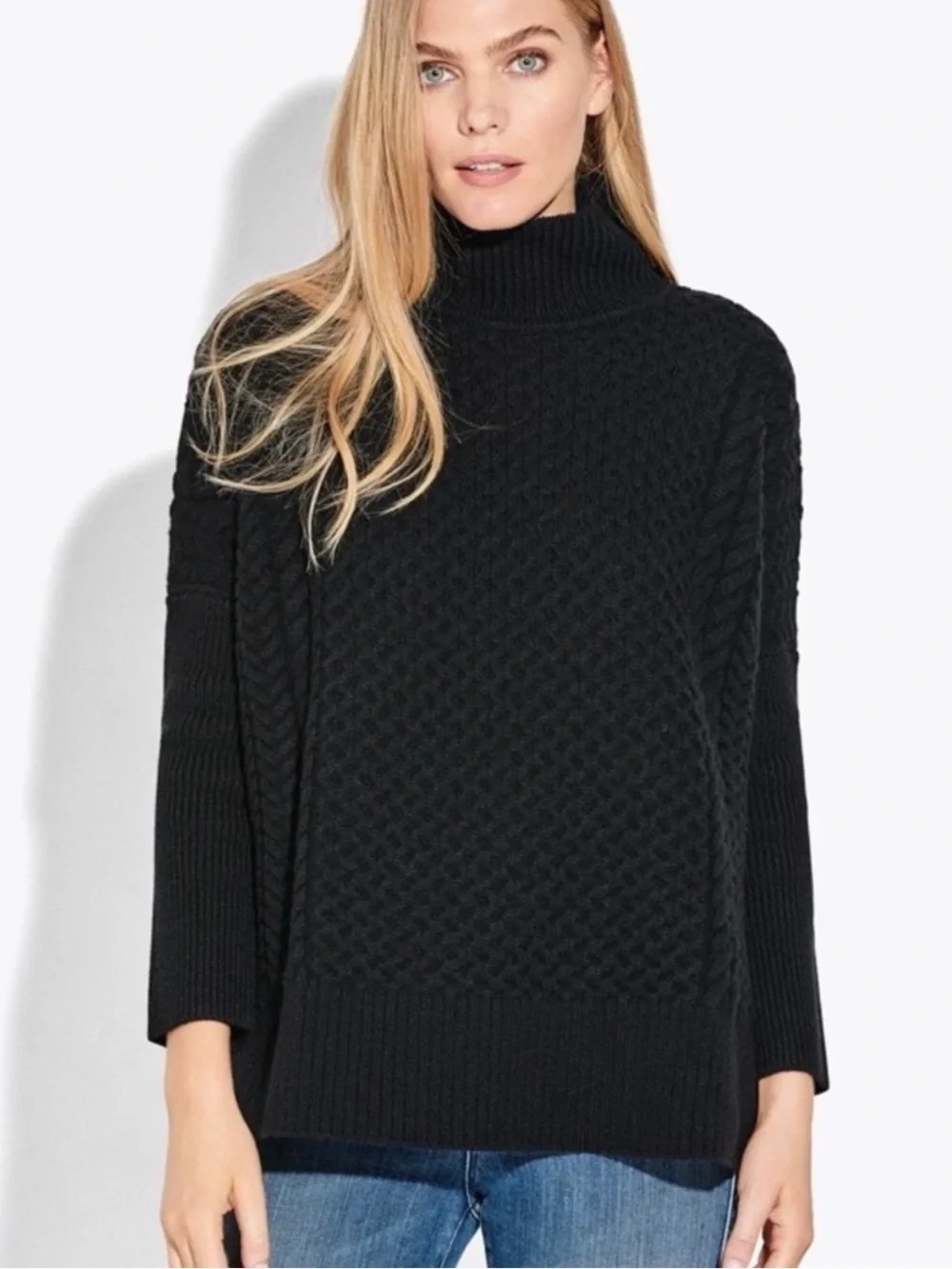 AYR Le Square Black Merino Wool Sweater Small